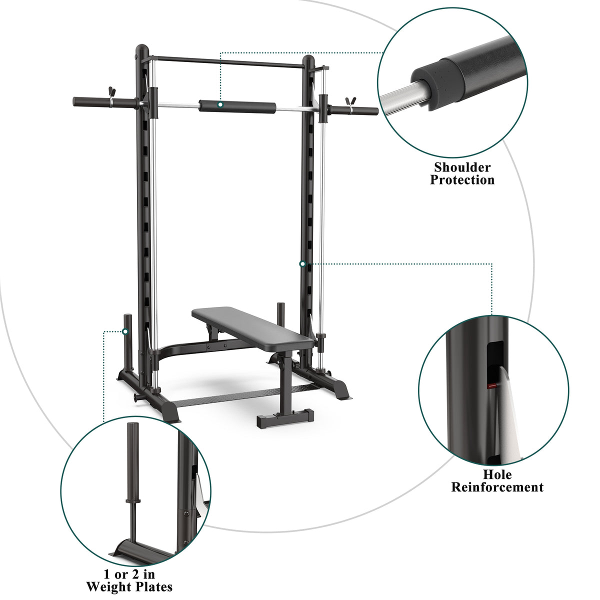 Squat Rack with Smith Bar (Bench Optional)