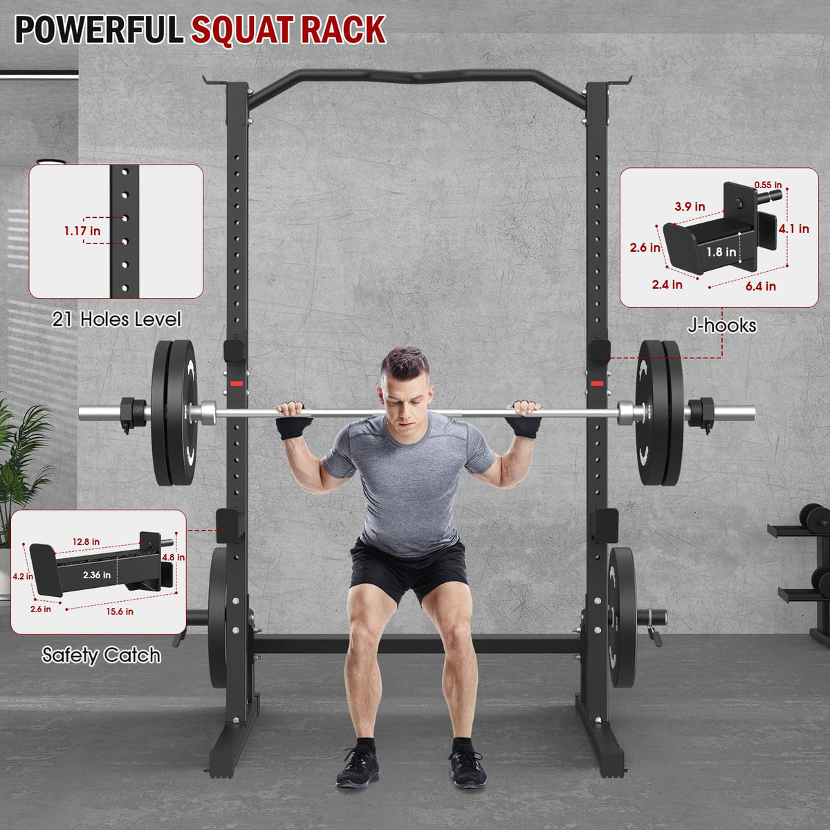 Squat Rack with Adjustable Workout Bench