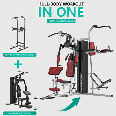Multi-Gym Station with Power Tower & Stepper