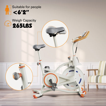 WELLG Exercise Bike, Brake Pad Stationary Bike for Home with Exclusive App, Magnetic Indoor Cycling Bike with 300 lb Weight Capacity, Low Noise, Tablet Holder