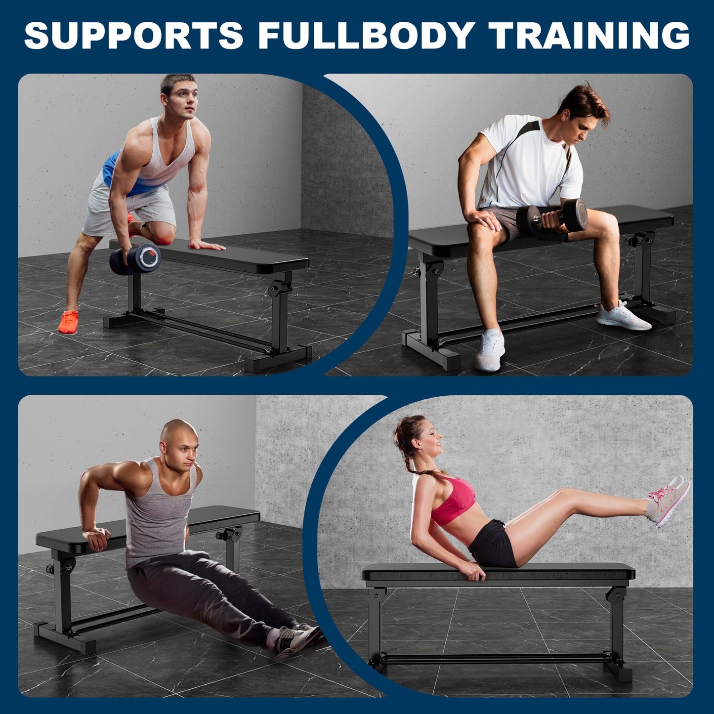 SincMill Extended Flat Weight Bench, Extra Long Workout Bench for Weightlifting and Strength Training, 1000lbs Capacity