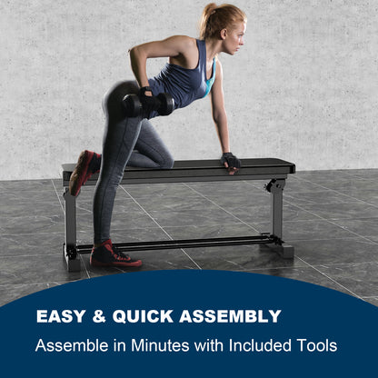 SincMill Extended Flat Weight Bench, Extra Long Workout Bench for Weightlifting and Strength Training, 1000lbs Capacity