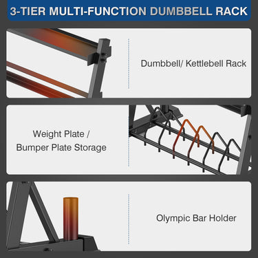 Dumbbell Rack 3-Tier Weight Plate Rack