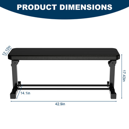 SincMill Extended Flat Weight Bench, Extra Long Workout Bench for Weightlifting and Strength Training, 1000lbs Capacity