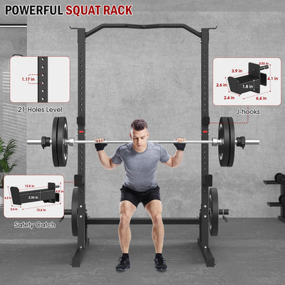Squat   Rack   with   Adjustable   Workout   Bench