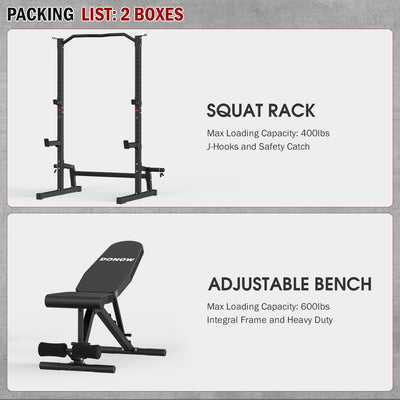 Squat   Rack   with   Adjustable   Workout   Bench