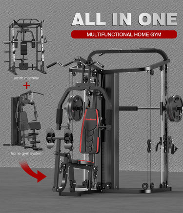 2-in-1 Home Gym Station & Smith Machine Rack