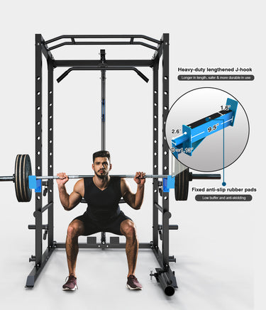 Power Cage Rack with Bench, Olympic Barbell, 150lbs Plates PACKAGES