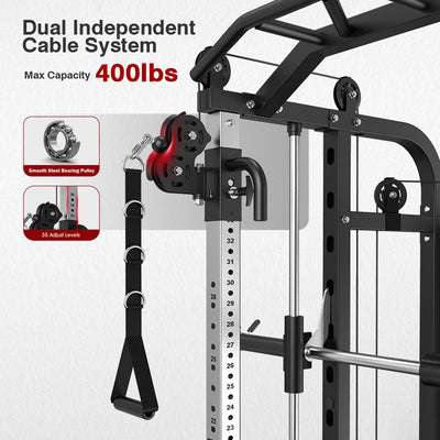 Smith Machine with Bench and 240lbs Weight Plates Package