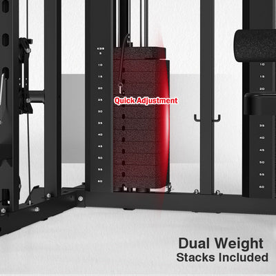 Smith Machine with Bench and 240lbs Weight Plates Package