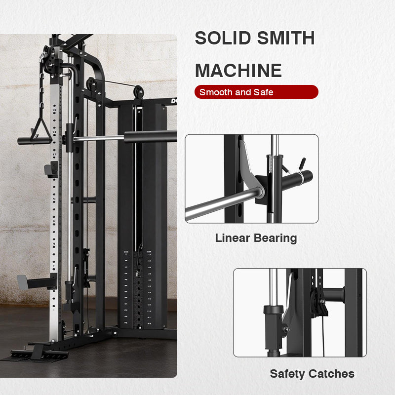 Smith Machine with Bench and 240lbs Weight Plates Package