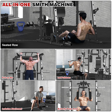 Smith Machine with Bench & 230lbs Weight Plates