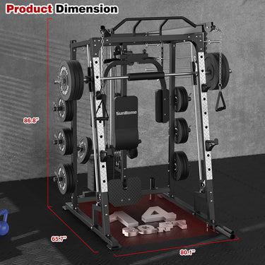 Smith Machine with Bench & 230lbs Weight Plates